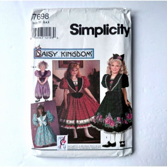 Daisy Kingdom Girls Dress Sewing Pattern Simplicity 7698 Sz 3-4 CUT/COMPLETE - Picture 1 of 3